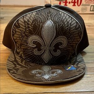 Brown and Silver Embroidered Cap
